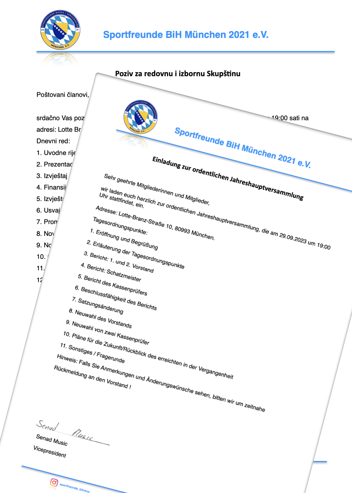 Einladung zur ordentlichen Jahreshauptversammlung 